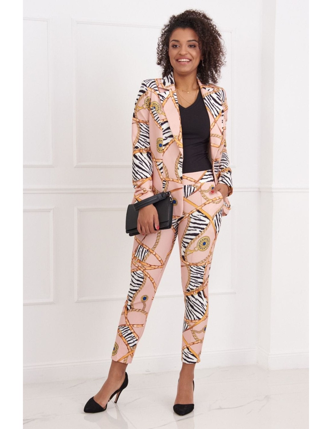 Elegant trousers with powder patterns 3004 - Online store - Boutique